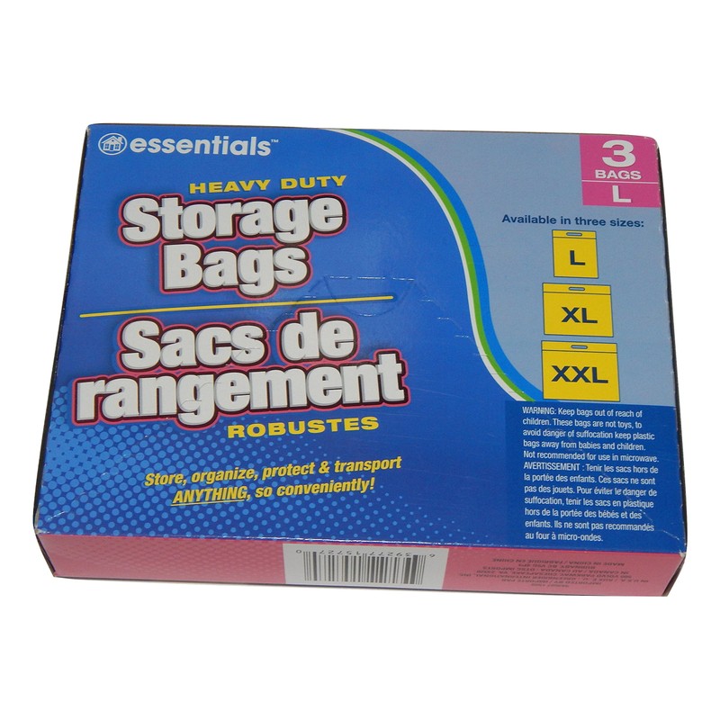 essentials(TM) Heavy Duty Clear Plastic Storage Bags w/Zip-Lock & Carry