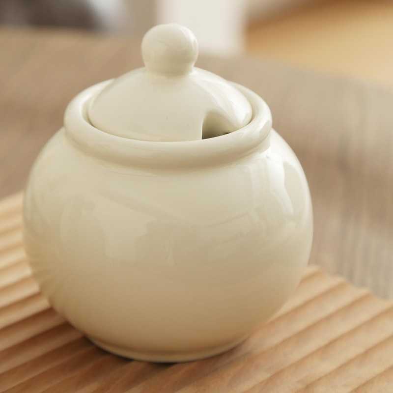 London Pottery Ceramic Sugar Jar with Lid and Spoon,Porcelain Seasoning