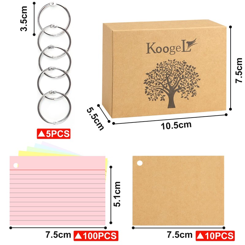 Koogel A8 Small Revision Cards, 500PCS Index Cards Flash Cards