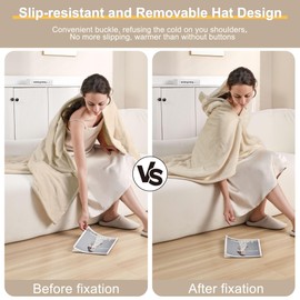 Gintao Wearable Heated Blanket Throw,Double Flannel Electric Blanket with 3 Heating Levels,ETL&FCC Certified, 4 Hours Auto Off Overheat Protection Heating Blanket for Home Office Use,50"x60" Beige