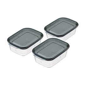 Rakuchin Pack Square Storage Containers, Capacity 6.1 fl oz (180 ml), Clear Black, Pack of 3