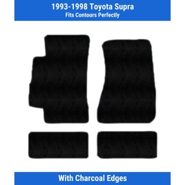 Charcoal Edge Custom Fit Front & Rear Carpet Floor Mats, Black, Compatible with Toyota Supra 1998 1997 1996 1995 1994 1993