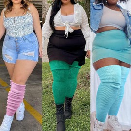 DRESHOW Plus Size Women Thigh High Socks Extra Long Thick Over the Knee High Stockings Leg Warmer Boot Socks