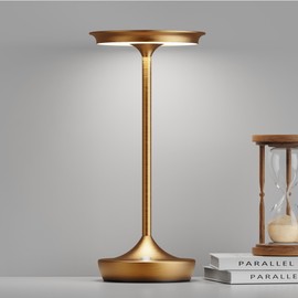 SHANGCAI LED Rechargeable Cordless Table Lamps, Portable Outdoor Battery Operated Table Light 3 Color Stepless Dimming Table Lamp with Memory Function for Patio Restaurant Dining Room Bronze