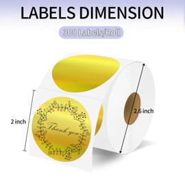 Starboling Thermal Labels,2 Inch Gold Round Thermal Printer Stickers,Self-Adhesive Round Direct Thermal Labels,Thermal Stickers for DIY Logo Design,Name Tag(Gold 300/Roll)