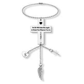 Bible Verse Hanging Ornaments Christian Initial S Car Pendant for Home Vehicle Driving License Gifts Religious Faith Gift