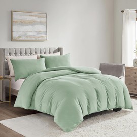 KASYLAN Duvet Cover Set - Washed Microfiber Bedding Set with Zipper Closure, Soft and Comfortable with Pillow case - Bedding Quilt Cover Set (Double, Aqua)