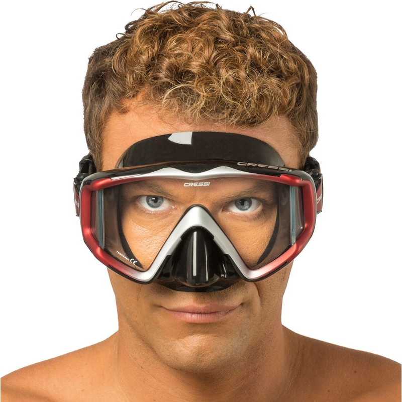 CRESSI Liberty Triside Mask - Panoramic 3 Glass Mask for