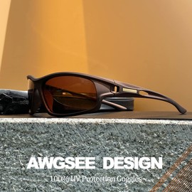 AWGSEE Polarized Sports Sunglasses for Men 100% UV Protection Wrap Around Unbreakable Sun Glasses for Fishing Driving