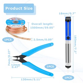 Desoldering Pump, Desoldering Wick, Soldering Accessories, Micro Shear Wire Cutter, Soldering Pump, Soldering Accessories, 3-Piece Soldering Tool Set, Soldering Iron Assistance Accessories, DIY Kit