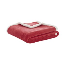Catherine Lansfield Plain Dye Sherpa Throw, Red