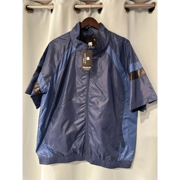 American Stitch Men’s Blue Windbreaker Jacket Full Zip Short Sleeve