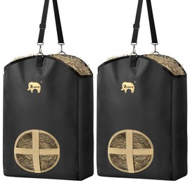 7CDXD 2 Pcs Hay Feeder Bag,1280D Hay Bags for Horses, Goat Hay Feeder, Hay Bags with Stronger Metal Snap Fasteners, Heavy Adjustable Straps