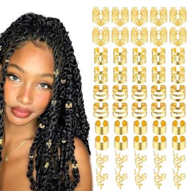 50 Pieces Dreadlock Beads Spiral Clips Dreadlock Beads Hair Accessories Hair Braid Beads Adjustable Braid Rings Clips for Women Men Gold