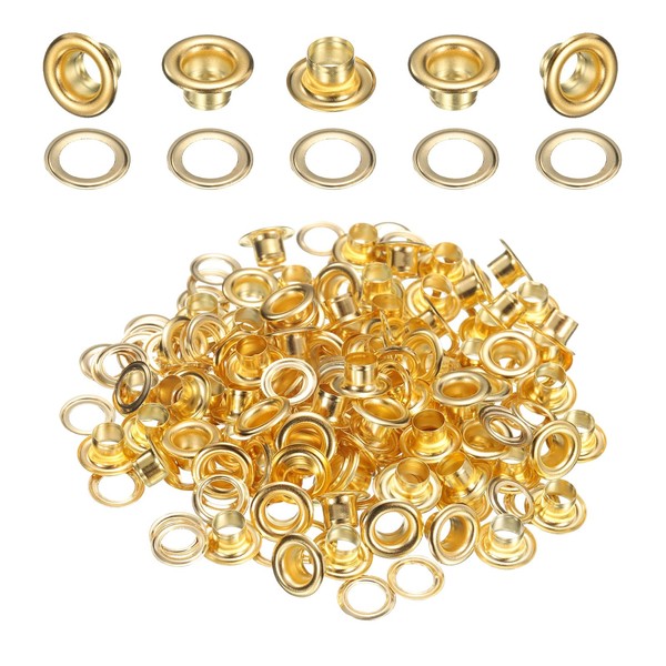 sourcing map 100Set Grommets Eyelets 5mm 1/5 Inch Brass Eyelets
