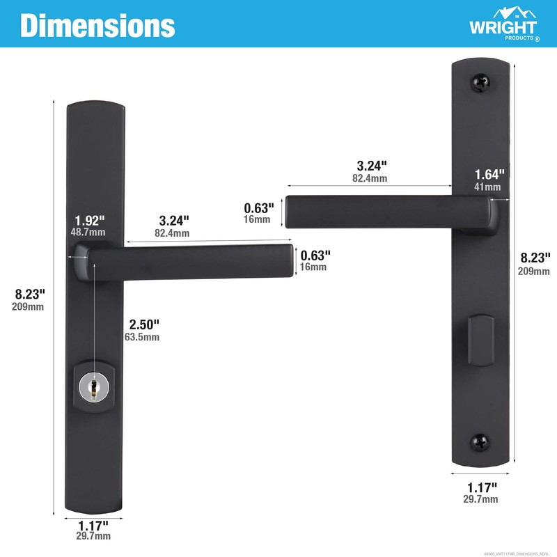 Wright Products - Mortise Keyed Lever Mount Latch with Deadbolt