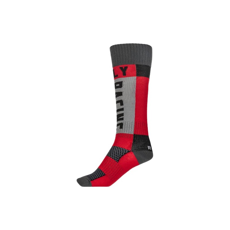 Fly Racing 2022 MX Riding Socks (Thick Red/Grey, SM/MD)