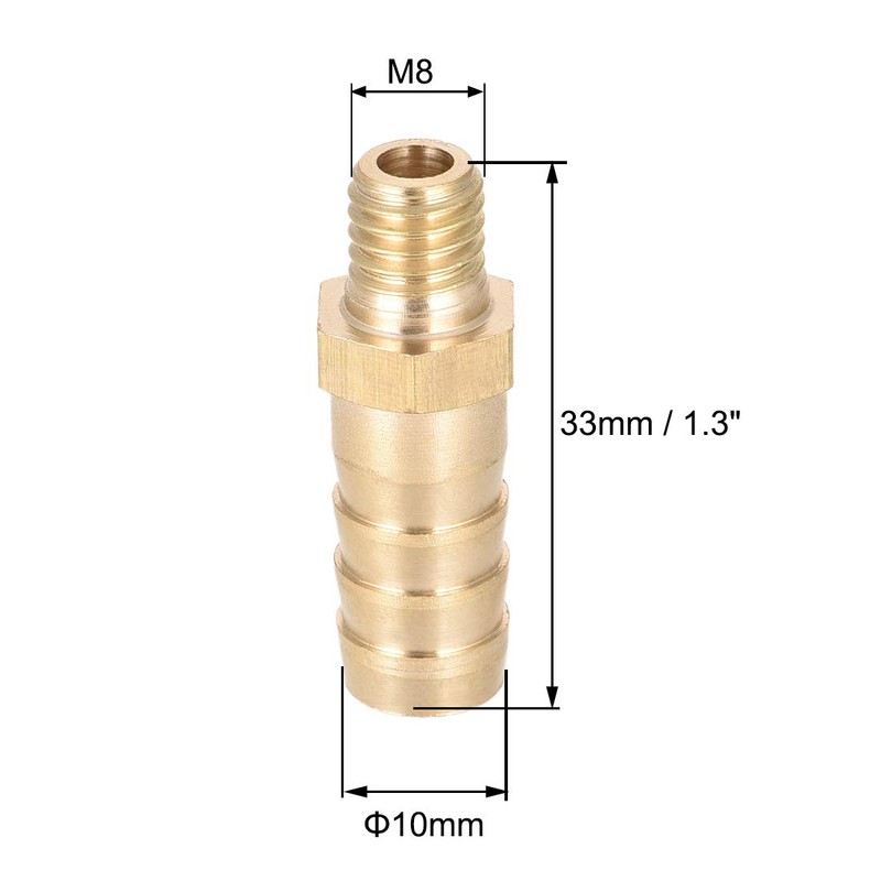 sourcing map 2 Pieces Brass Fitting Connector M8-1 mm Pitch