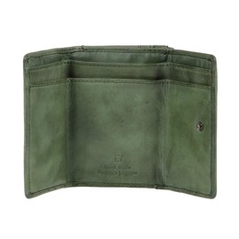 Bear Design Mini Leather Wallet 10 x 7.5 cm Green, Green, Minimalist