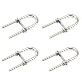 JZK 4 x U-bolt set made of stainless steel, M5 x 78, oval round U-bolt with nut and plate, for boat hardware, automobile