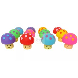 Edison Novelty One Dozen 2 Inch Rubber Colorful Mushrooms