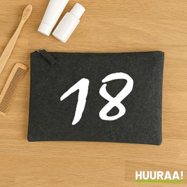 Huuraa Kulturbeutel 18 Geburtstag Geschenk 1 Liter Charcoal Filz 18 Geschenkidee