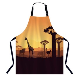 BGBDEIA Wild Animals Kitchen Apron for Women Men, Adjustable Apron Chef Bakers Apron Cooking Apron Cooking Baking Gardening