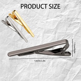 3pcs Men's Tie Clips Set - Gold, Silver, Black Tie Pin Set