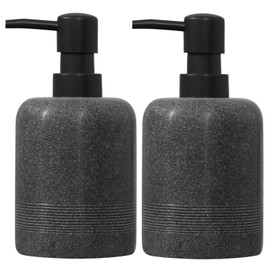 WUUAHOME Soap Dispenser Set, 2pcs 350ML 11OZ Hand Soap Lotion Dispenser for Bathroom Countertop and Kitchen Sink, Shampoo Condition Refillable Bottle for Modern Decor Hotel Office (Dark Grey)
