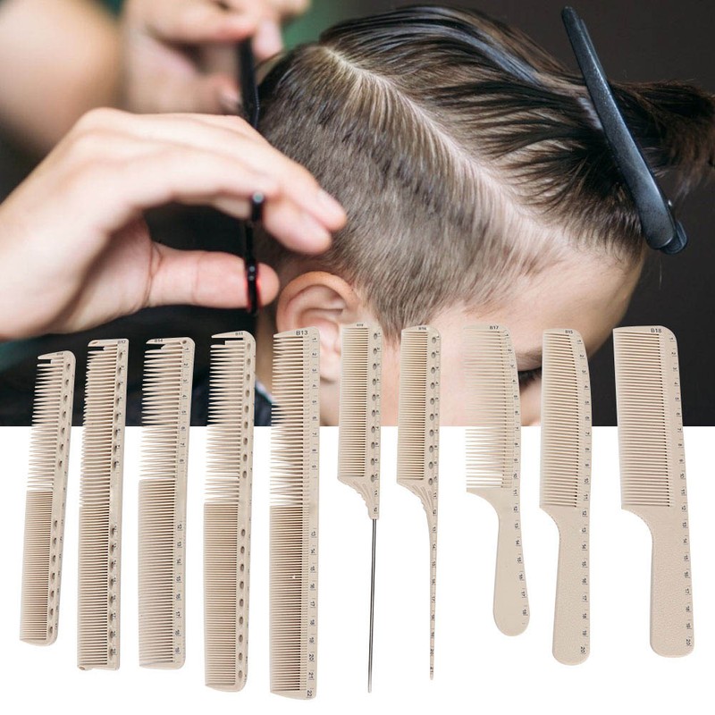10Pcs Professional Hairdressing Comb Barber Hair Styling Cutting Comb with