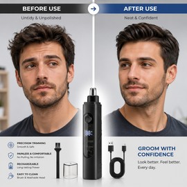 Rechargeable Nose Hair Trimmer for Men – 3-in-1 Portable Grooming Tool for Nose, Ear, Eyebrow & Facial Hair