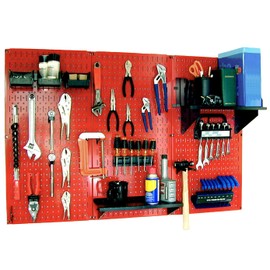 Wall Control 30-WRK-400RB Standard Workbench Metal Pegboard Tool Organizer,Red/Black