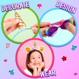 DIY Headband Making Kit - Make Your Own Fashion Headbands - Craft Kits for Girls - Gifts for Girls 6 7 8 9 Years Old - 60+ Kids Craft Supplies Included - 16 Unique Girl Hair Accessories