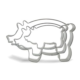 Keewah Pig Cookie Cutter Set - 5”,4”,3” - 3 Piece - Stainless Steel