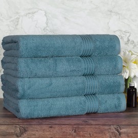 Superior Egyptian Cotton 4-Piece Bath Towel Set for Shower, Bath, Spa, Resort, Hotel, Soft Body Towels, Airbnb Essentials, Apartment, Dorm, Quick Dry, Absorbent, Bathroom Basics, Sapphire