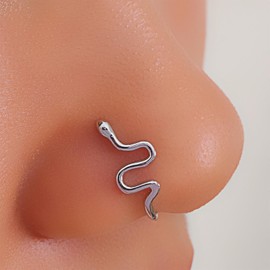 Xmsrn Vintage Snake Nose Ring Punk Snake Nose Cuff Gothic Snake Copper African Nose Ring Silver Fake Non Pierced Nose Ring Jewelry for Women and Girls