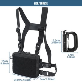 MUCHER Chest Rig Pack Tactical Chest Bag for Men Running Radio Walkie Chest Bag with 3 Hooks for Outdoor Hiking Hunting Camping Training
