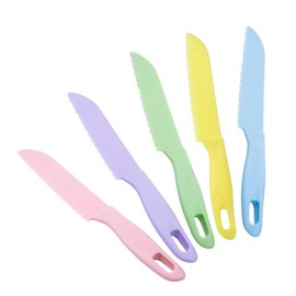 Lahviuu Kunststoff Kindermesser, 5 Pcs Bunt Kinder Küche Koch Messer, Kunststoffmesser Buntschneidemesser Küchenmesser Schneidemesser Messerset Kochset für Kinder ab 2 bis 6 Jahre (Farbe 1)