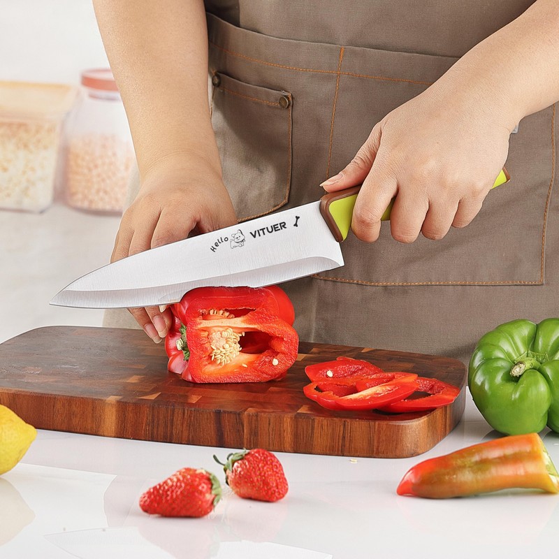 Knife Set, Vituer 7PCS Stainless Steel Kitchen Knife Block Set,