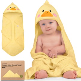 KeaBabies Hooded Baby Towel for Newborn - Viscose Derived from Bamboo Large Baby Bath Towels with Hood for Boys, Girls, Toddler, Extra Absorbent & Soft Newborn Bath Essentials (Duck)