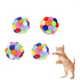 Vebetter Filzbälle für Katzen 4 Stück – Weiche Katzenspielzeug Bälle 4,5 cm, Bunte Katzenbälle aus Filz – Indoor Spielzeug für Kauen & Kratzen – Zufällige Farben
