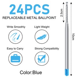 OSDUE 24 x Ballpoint Pen Refills G2 Format, Replaceable Ballpoint Pen Refills, Metal Ballpoint Pen Refills for Pelikan, Faber-Castell etc., School and Office Supplies (Blue)