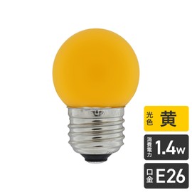 ELPA LDG1Y-G-G253 LED G40 LED Bulb, Lighting E26, 100V, 1.4W, Yellow, Indoor Use