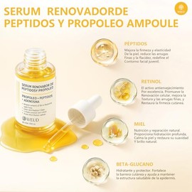 WEUD Serum Coreano Original, Serum Facial con Péptidos Propóleo, Reafirman, Cuidado Antiedad y Reparador, Luminosidad y Piel Radiante, Fórmula Hipoalergénica para Todo Tipo de Piel （100ML）