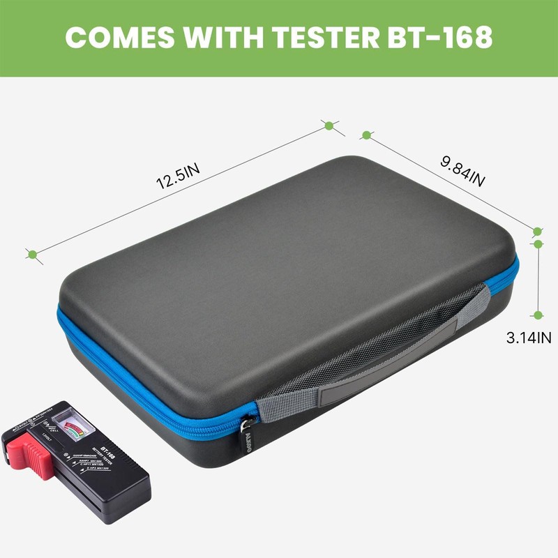 Battery Organizer Storage Holder Case Box with Tester Checker BT-168.