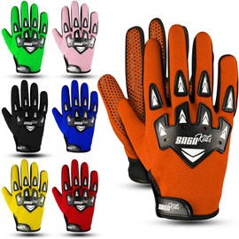 SAGA SPORTS kids bike gloves For Future Champions. motocross gloves with Ultimate Protection. Essential dirt bike gloves & bmx gloves. The Choice for Kids motorbike gloves(Orange-S)