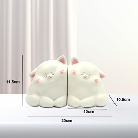 Suerhatcon Cute Cat Bookends Creative Resin Book Stand Non-Slip Book Holder for Home Office Library School