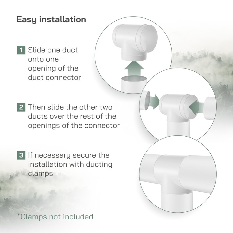 Vent Systems 4'' Inch Duct Connector 3 Way Hose Adapter