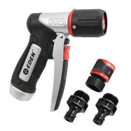 Eden 94834 Heavy Duty Metal Garden Hose Nozzle Sprayer High Pressure 4 Spray Pattern W/Quick Connector Set for Watering Plants, Lawns&Garden