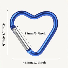 MEISO Heart Shaped Keychain Clip, 10pcs Heart Shaped Carabiner, Aluminium Alloy Cute Carabiner Clip Snap Hook Key Holder Heart Keychain Clip Key Ring for Camping Backpack Water Bottle Key Chain